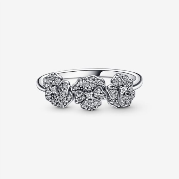 Triple Pansy Flower Ring Pandora