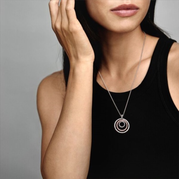 Two-Tone Circles Pendant Necklace Pandora