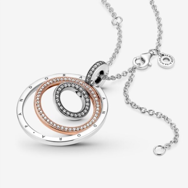 Two-Tone Circles Pendant Necklace Pandora