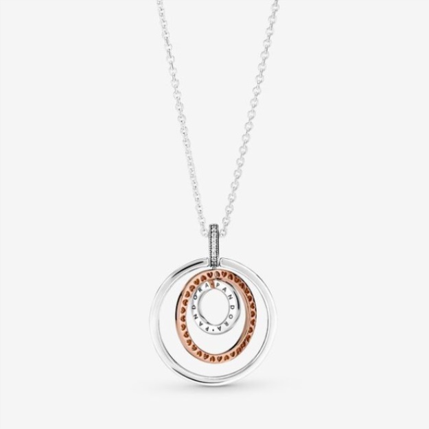 Two-Tone Circles Pendant Necklace Pandora