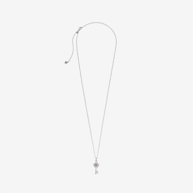 Two-Tone Key Flower Necklace-Final Sale Pandora