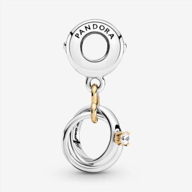 Two-Tone Wedding Rings Dangle Charm Pandora