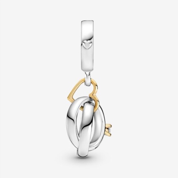 Two-Tone Wedding Rings Dangle Charm Pandora