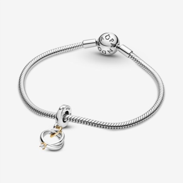 Two-Tone Wedding Rings Dangle Charm Pandora