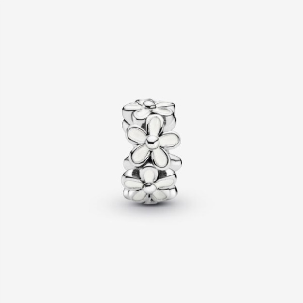 White Daisy Flower Spacer Charm Pandora