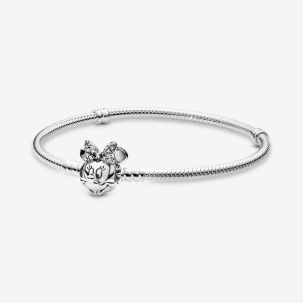 Disney Pandora Moments Pave Minnie Mouse Clasp Snake Chain Bracelet