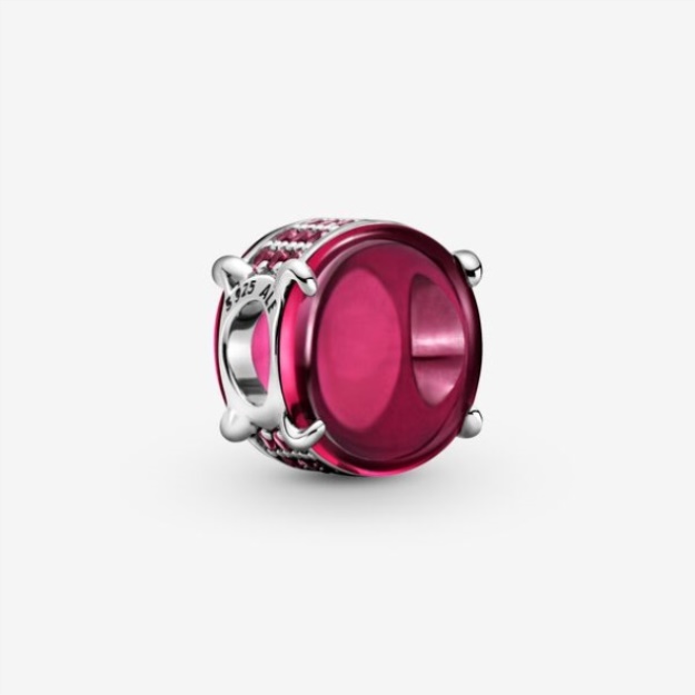 Fuchsia Rose Oval Cabochon Charm-Final Sale Pandora Sterling Silver