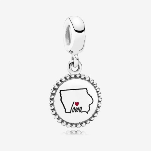 Iowa State Heart Dangle Charm Mixed Enamel Pandora
