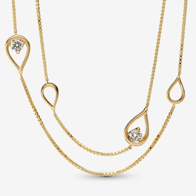 Pandora Brilliance Lab-Created 0.50 Ct Tw Diamond Long Pendant Necklace Gold