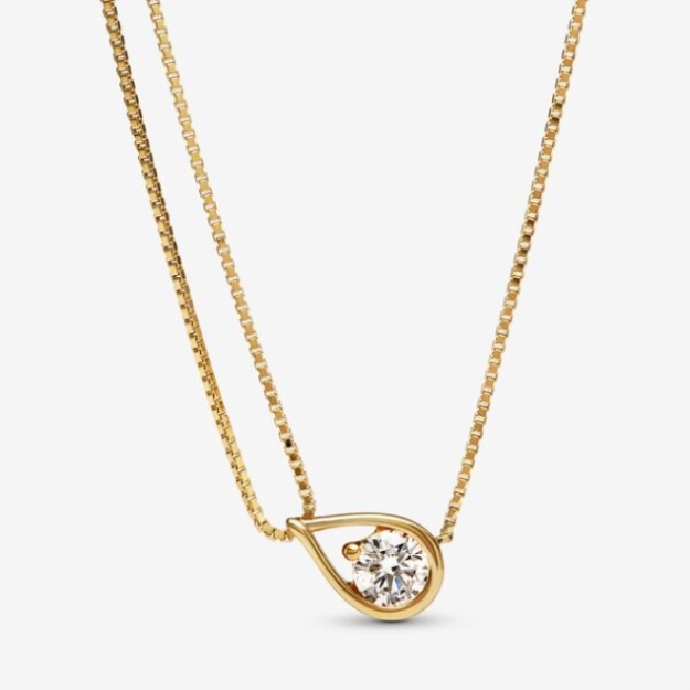 Pandora Brilliance Lab-Created 0.75 Ct Tw Diamond Double Chain Collier Necklace Gold