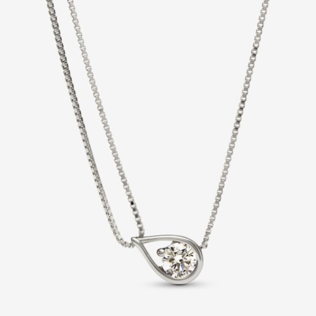 Pandora Brilliance Lab-Created 0.75 Ct Tw Diamond Double Chain Collier Necklace White Gold