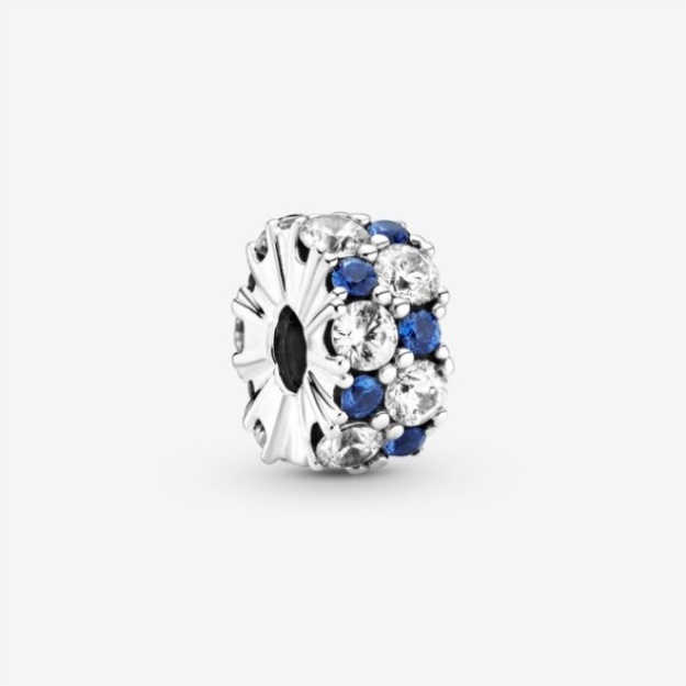Clear Blue Sparkling Clip Charm Pandora
