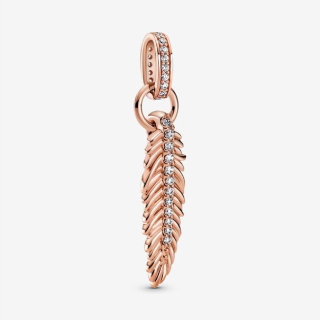 Sparkling Feather Dangle Charm Pandora