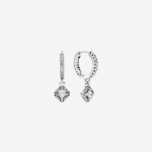 Square Sparkle Hoop Earrings Pandora