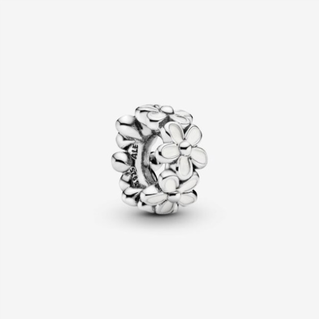 White Daisy Flower Spacer Charm Pandora