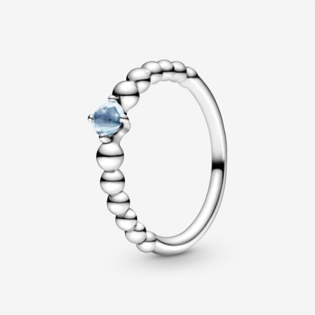 March Aqua Blue Beaded Ring Pandora
