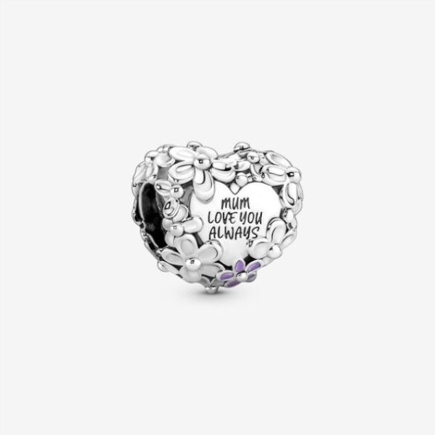 Mom Daisy Heart Charm Pandora