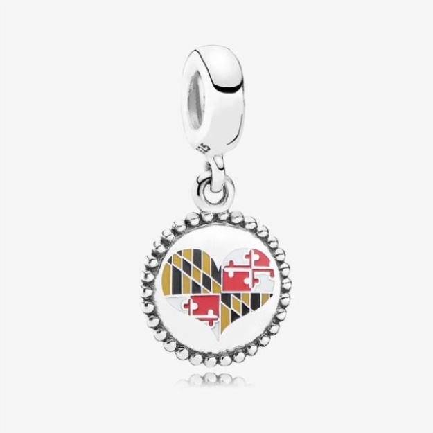 Maryland Flag Heart Dangle Charm Pandora
