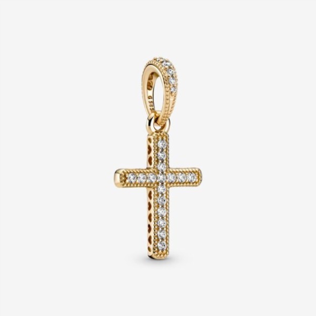 Sparkling Cross Pendant Pandora Gold