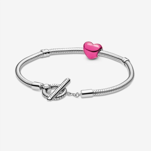Pandora Moments Pink Heart T-Bar Bracelet Gift Set