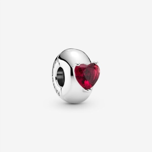 Red Heart Solitaire Clip Charm Pandora