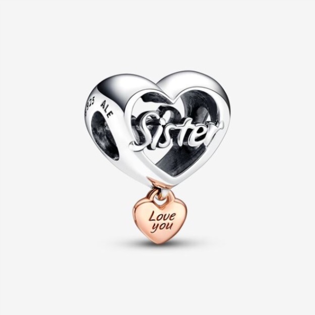 Love You Sister Heart Charm Pandora