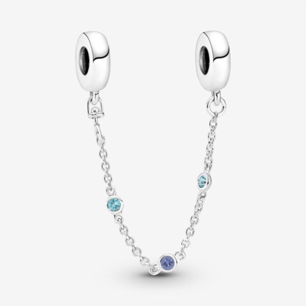 Triple Blue Stone Safety Chain Pandora