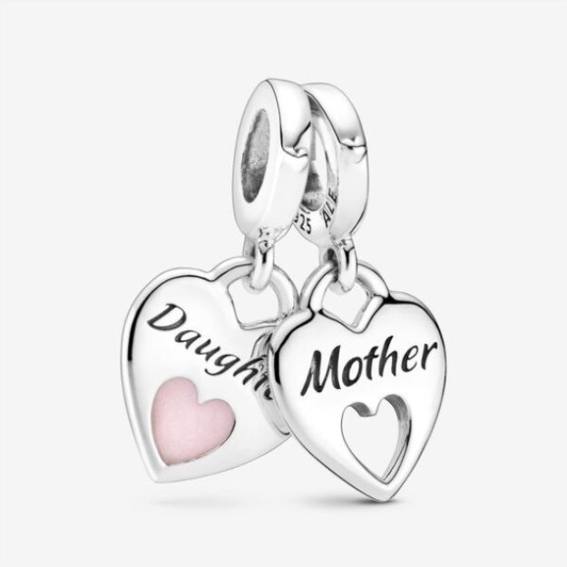 Double Heart Split Dangle Charm Pandora