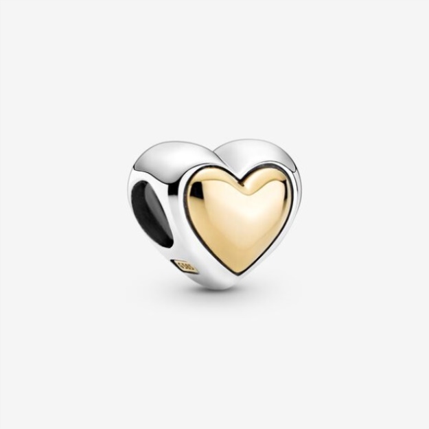 Domed Golden Heart Charm Pandora
