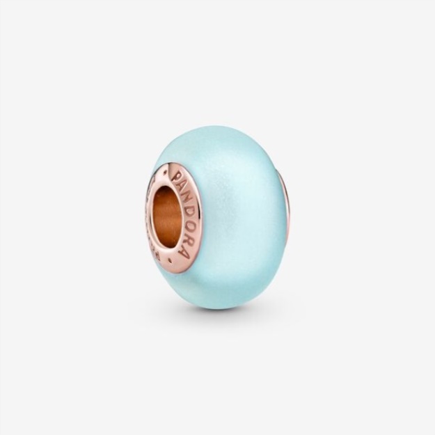 Matte Blue Murano Glass Charm Pandora