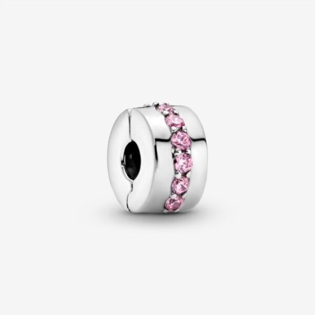 Pink Sparkling Row Clip Charm Pandora