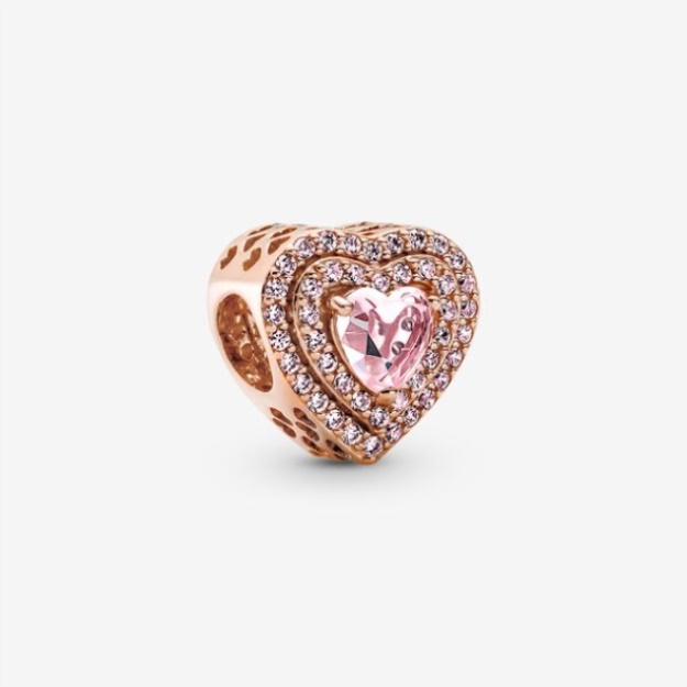 Sparkling Levelled Heart Charm Pandora
