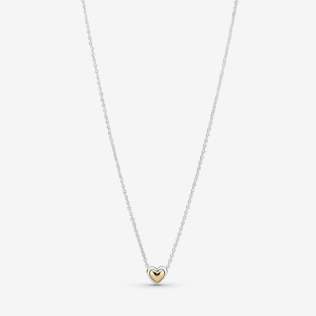 Domed Golden Heart Collier Necklace Pandora