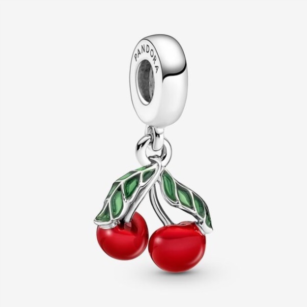 Asymmetrical Cherry Fruit Dangle Charm Pandora