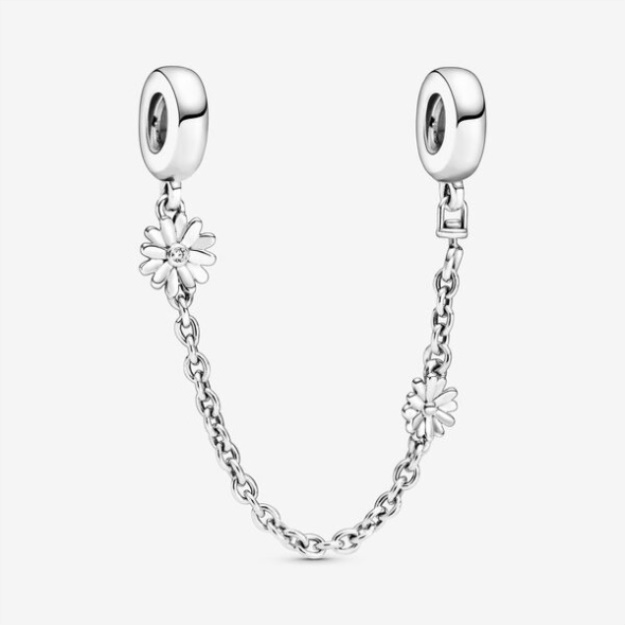 Daisy Flower Safety Chain Charm Pandora