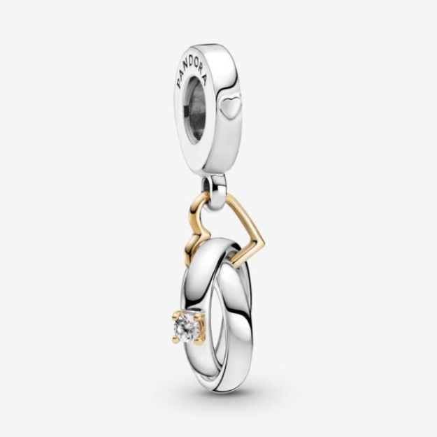 Two-Tone Wedding Rings Dangle Charm Pandora
