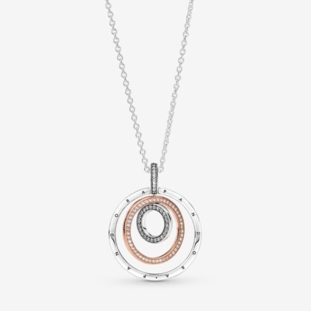 Two-Tone Circles Pendant Necklace Pandora