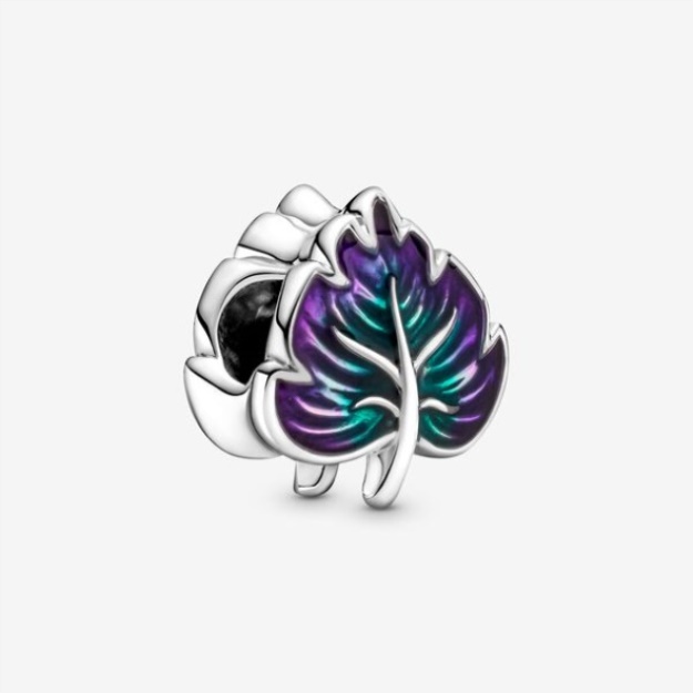 Purple Green Leaf Charm Pandora