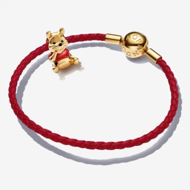 Pandora Winnie The Pooh Red And Gold Leather Bracelet Set