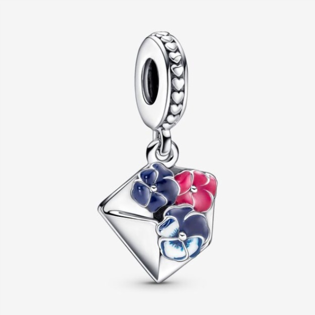 Pansy Flower Envelope Dangle Charm Pandora