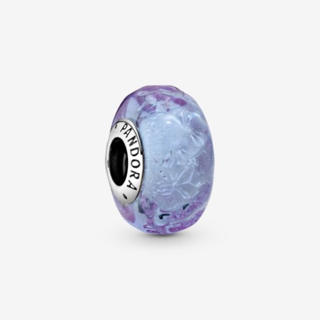 Wavy Lavender Murano Glass Charm Pandora