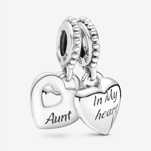 Aunt Niece Split Heart Dangle Charm Pandora