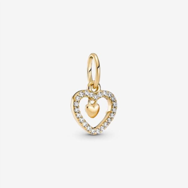 Sparkling Double Heart Dangle Charm Pandora