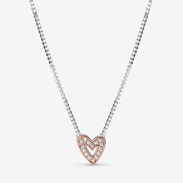 Sparkling Freehand Heart Necklace Pandora