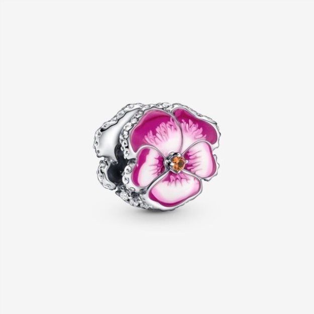 Pink Pansy Flower Charm Pandora