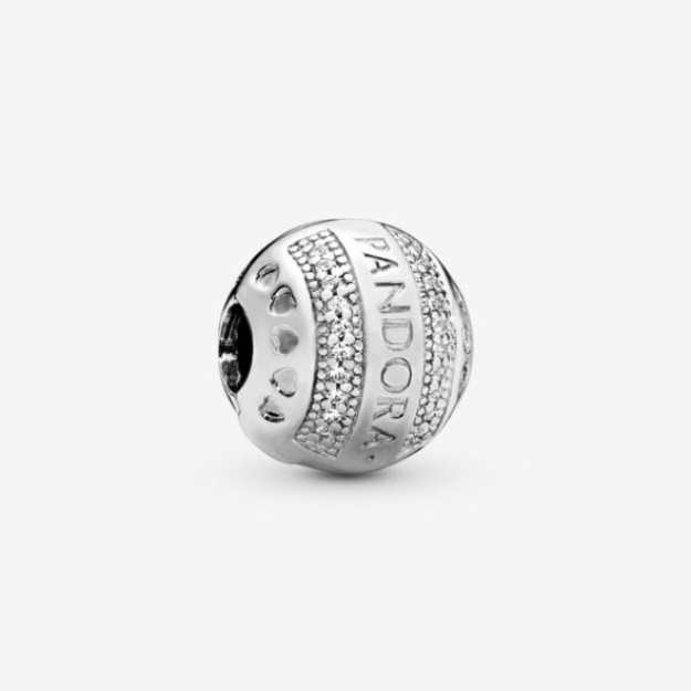 Pandora Logo Round Clip Charm