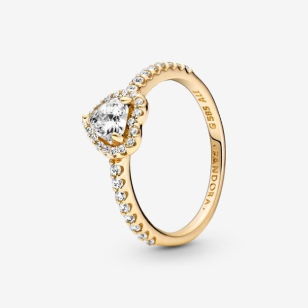 Elevated Heart Ring Pandora Gold