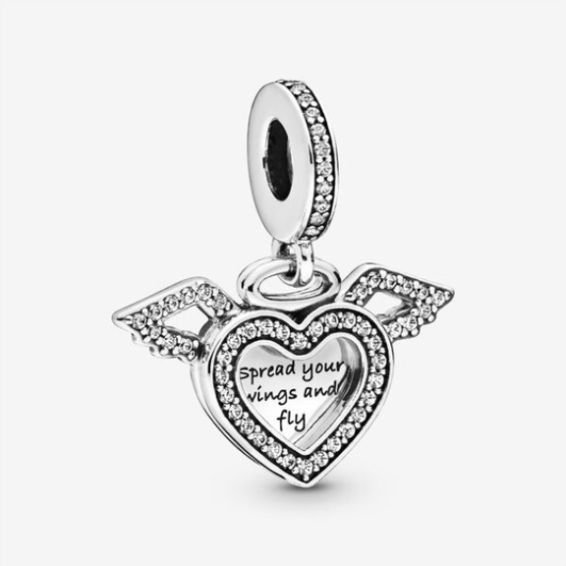 Heart And Angel Wings Dangle Charm Pandora