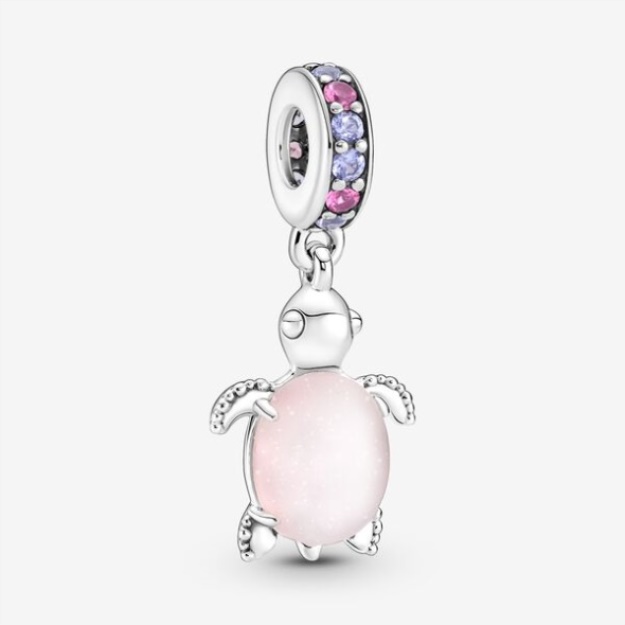 Murano Glass Pink Sea Turtle Dangle Charm Pandora