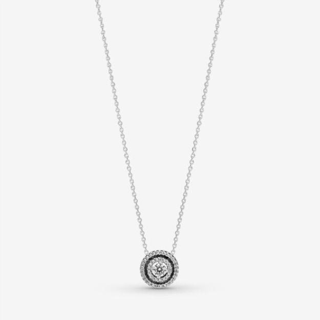 Sparkling Double Halo Collier Necklace Pandora